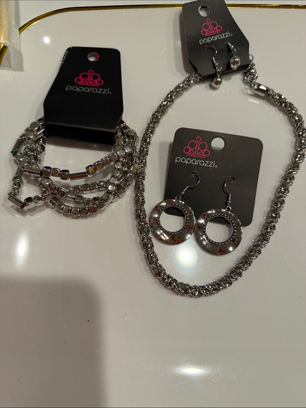 paparazzi Shiny Silver Open Circle Dangle Earrings